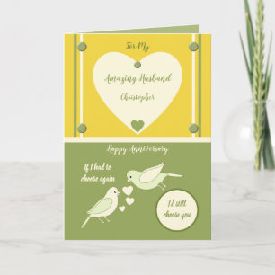 Carte Extraordinaire mari Anniversaire jaune et vert