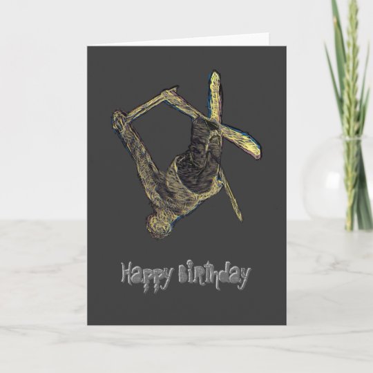 Carte Extreme De Joyeux Anniversaire De Ski Zazzle Ca