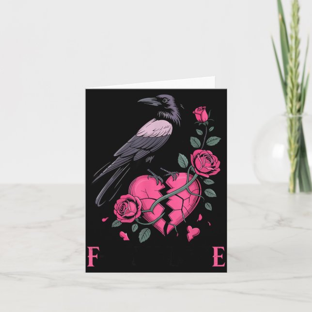 Carte F Caw F Crow Anti Saint-Valentin Dark Gothic Brisé (Devant)