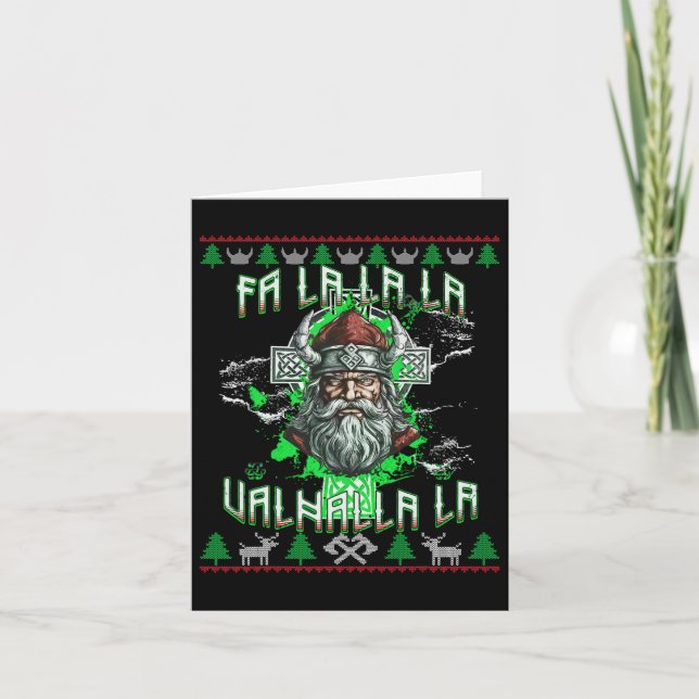 Carte Fa La 8 Valhalla Santa Hat Viking Crâne Noël (Devant)