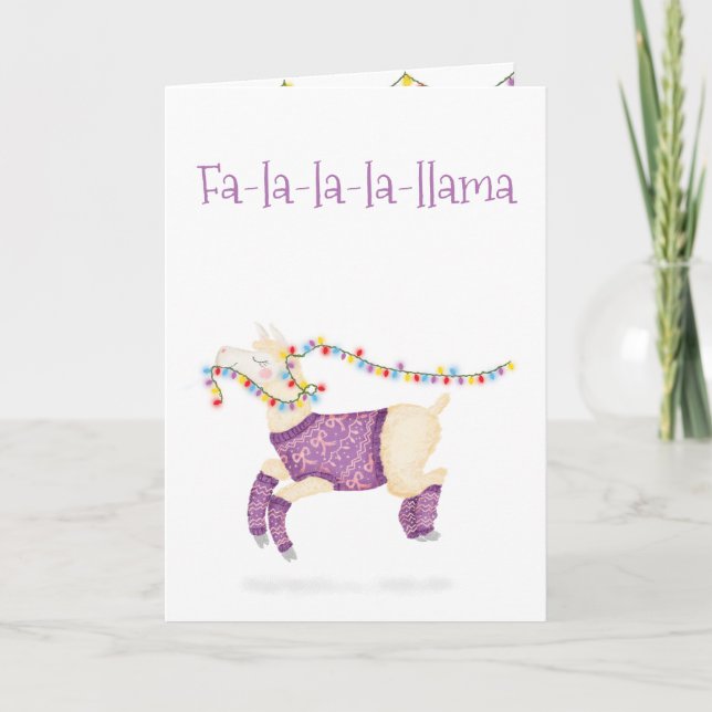Carte Fa-la-la-la-llama cute Christmas card (Devant)