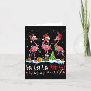 Carte Fa La La La Mingo Flamingo Amoureux de Noël 