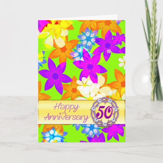 Carte Fabuleuses fleurs 55e anniversaire pour le conjoin (Devant)