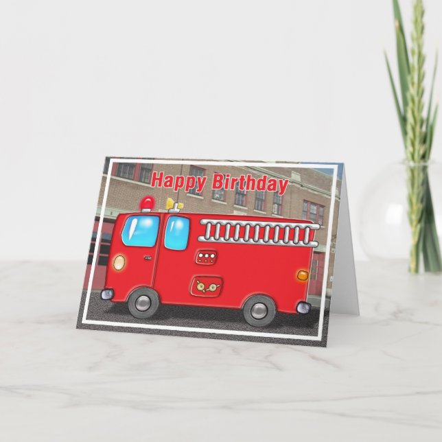 Carte Fabuleux Camion-feu et Station Anniversaire (Devant)