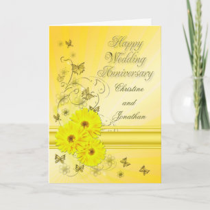Carte Fabuleux mariage anniversaire de fleurs pour un co
