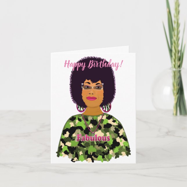 Carte Fabulous African American Woman Happy Birthday Car (Devant)