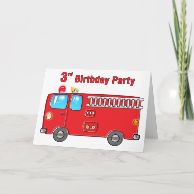 Carte Fabulous Fire Truck 3e anniversaire (Devant)
