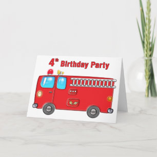 Carte Fabulous Fire Truck 4e anniversaire