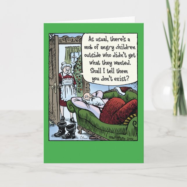Carte fâchée d'humour de Noël de foule d'enfants (Devant)