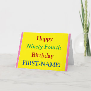 Carte Facile à lire, Bold 94th Birthday Greeting Card