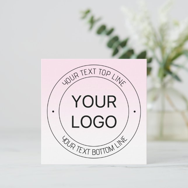 Carte Facile Logo Remplacement & Editable Texte Rose Omb (Debout devant)