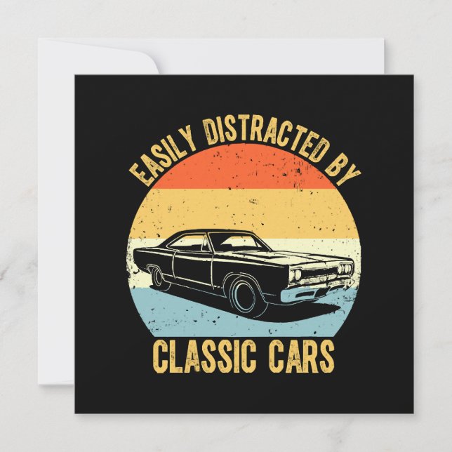 Carte Facilement Distrait Par Les Voitures Classiques (Devant)