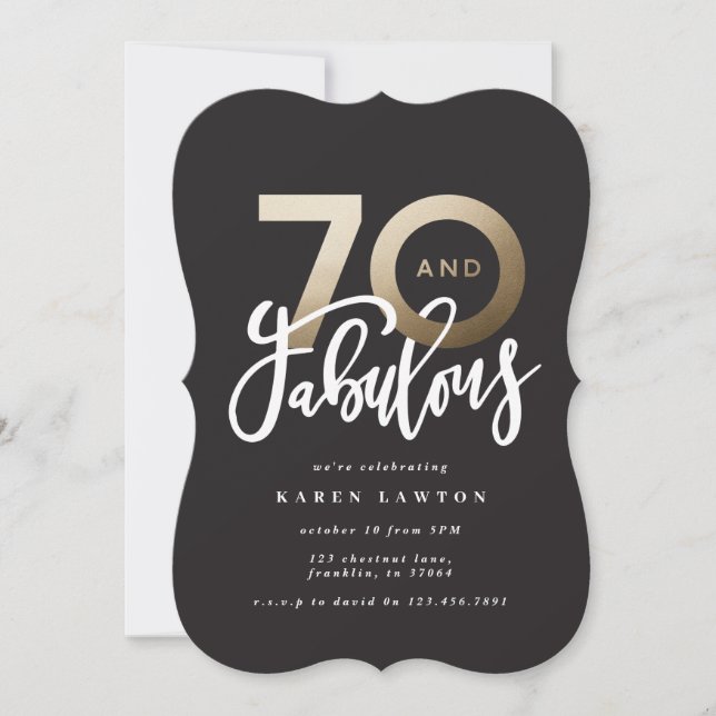 Carte Faire 70 belle or d'anniversaire moderne (Devant)