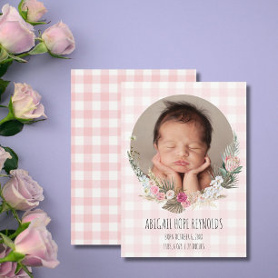 Carte Faire Annonce Photo de Naissance de Bébé Fille Flo