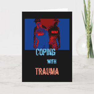 Carte "Faire face au traumatisme" en rouge, bleu, noir