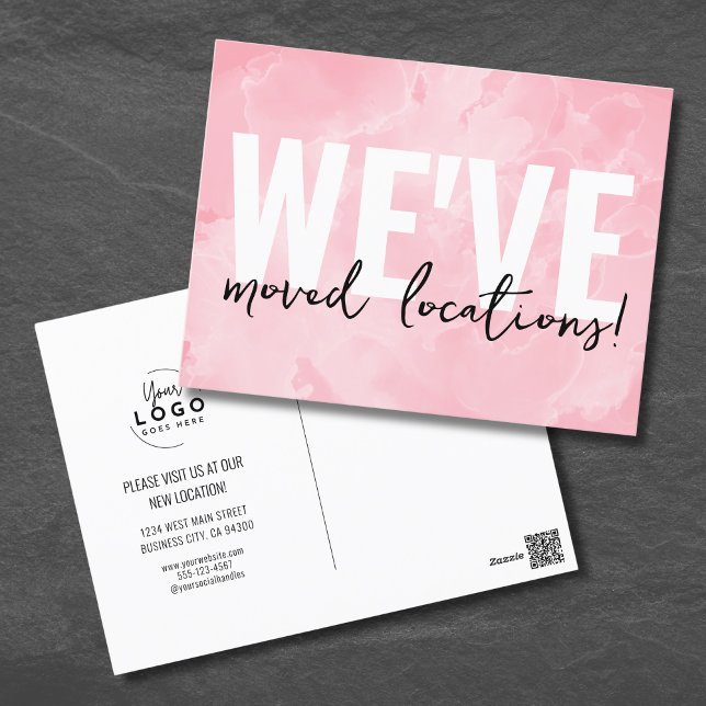 Carte Faire-part de déplacement du logo d'entrepri (Business Change Of Address Postcard)