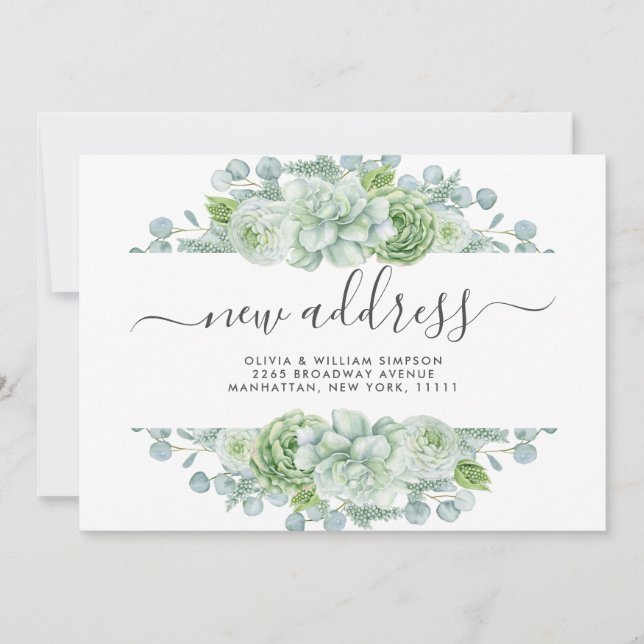 Carte Faire-part de déplacement Eucalyptus Aquarel (Devant)