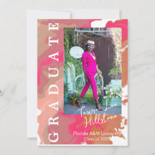 Carte Faire-part de graduation en marbre rose oran