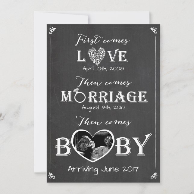 Carte faire-part de grossesse Amour Mariage bébé (Devant)