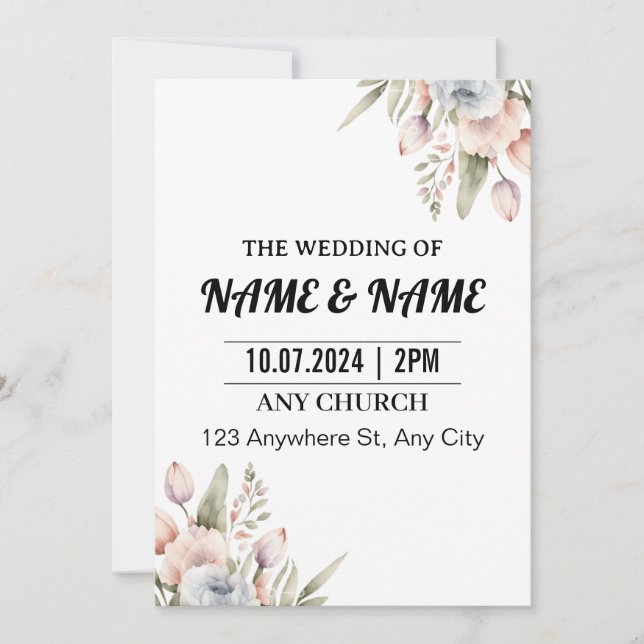Carte faire-part de mariage (Devant)