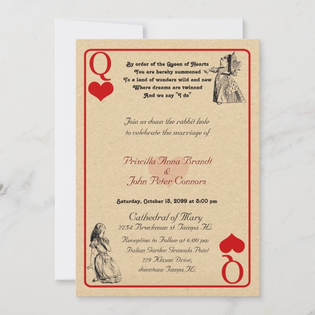Carte faire-part de mariage "Alice au pays des mer (Devant)
