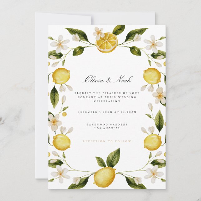 Carte Faire-part de mariage au citron méditerranée (Devant)