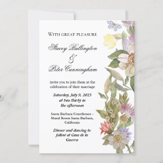 Carte faire-part de mariage - avec motif fleur sau