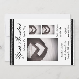 Carte Faire-part de mariage Black White Strips