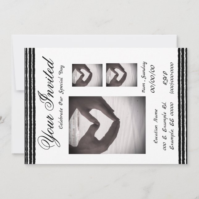 Carte Faire-part de mariage Black White Strips (Dos)