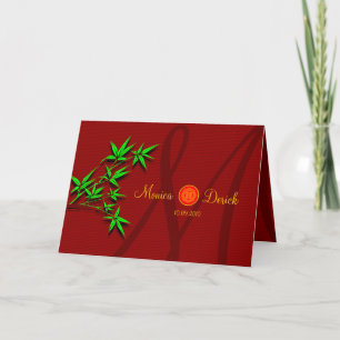 Carte faire-part de mariage chinoise RSVP en bambo