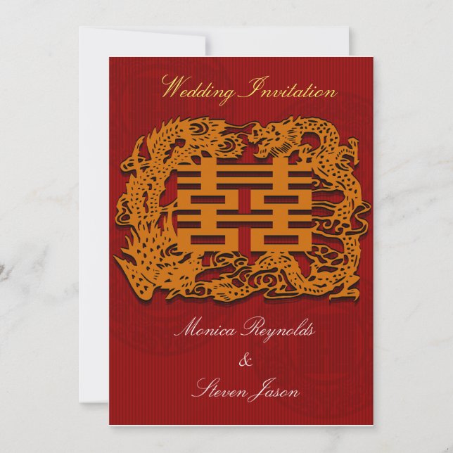 Carte faire-part de mariage chinoise traditionnell (Devant)