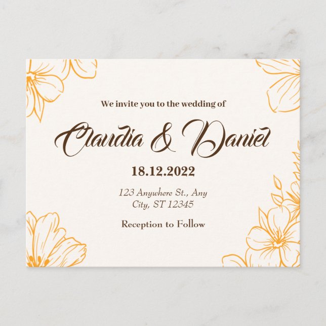 Carte Faire-part de mariage d'or (Devant)