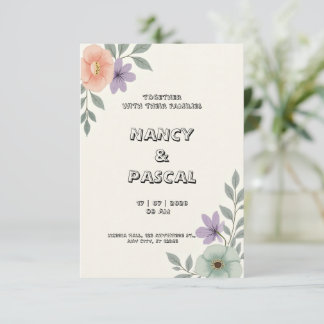 Carte faire-part de mariage douce et grise