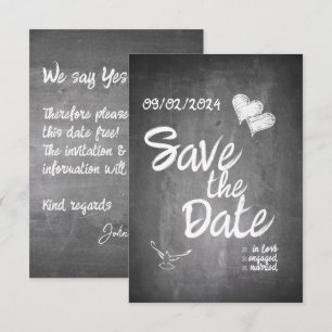 Carte Faire part de mariage en typographie tableau noir