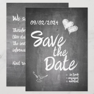 Carte Faire part de mariage en typographie tableau noir