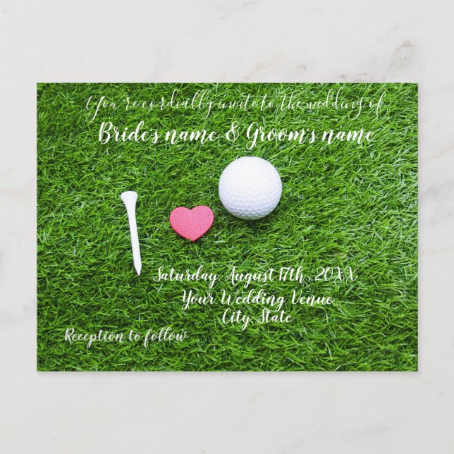 Carte Faire-part de mariage golf avec amour sur ve (Devant)