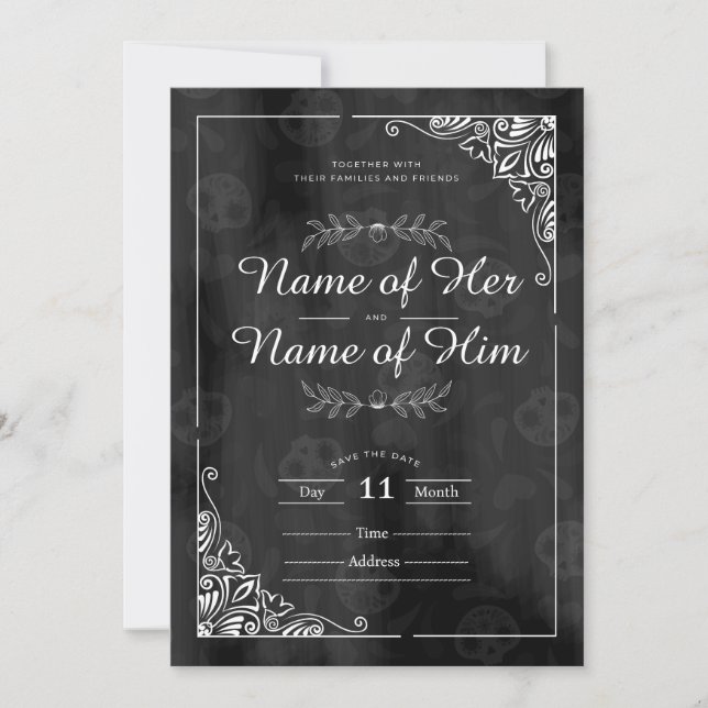 carte faire-part de mariage gothique (Devant)