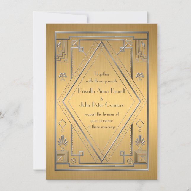 Carte Faire-part de mariage,Grand Gatsby,argent, o (Devant)