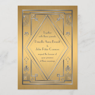 Carte Faire-part de mariage,Grand Gatsby,argent, o
