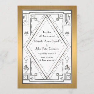 Carte Faire-part de mariage,Grand Gatsby,argent, o