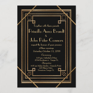 Carte Faire-part de mariage, Grand Gatsby, noir