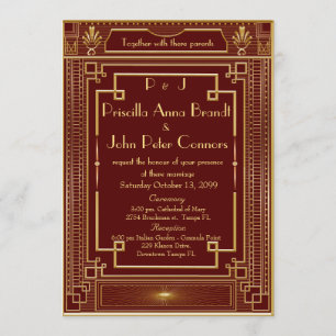 Carte Faire-part de mariage, Grand Gatsby, ROUGE,