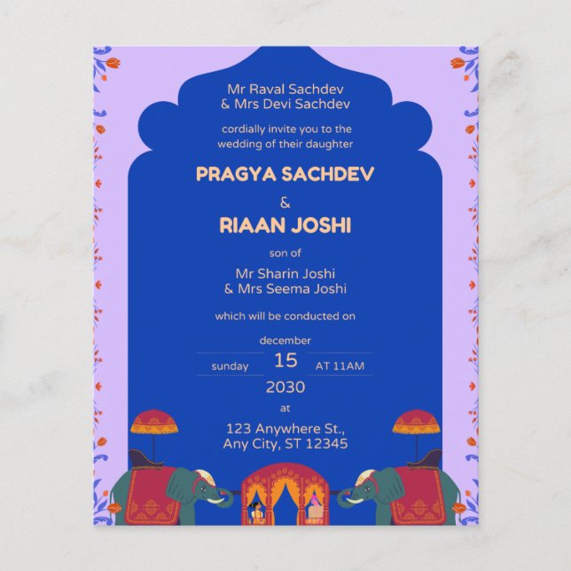 Carte Faire-part de mariage indienne (Devant)