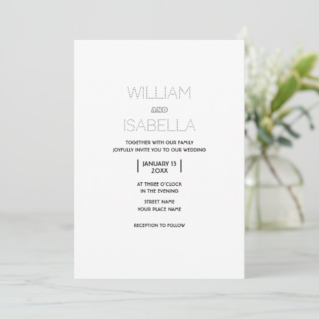 Carte Faire-part de mariage minimale simple (Debout devant)