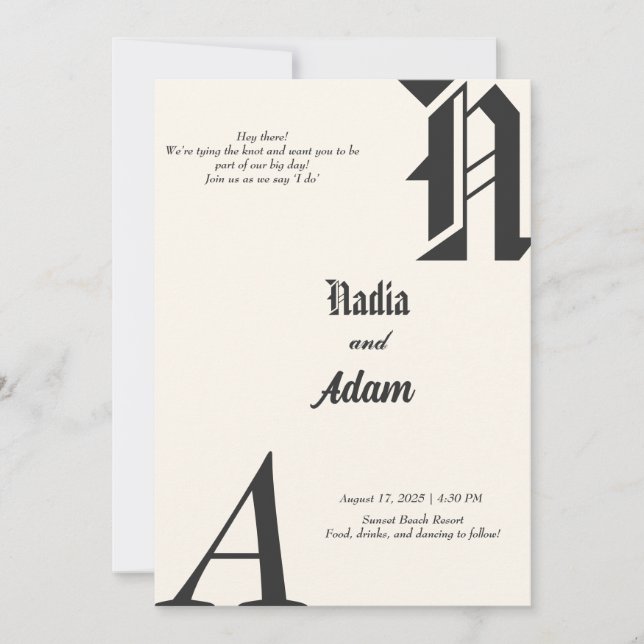 Carte Faire-part de mariage minimaliste (Devant)
