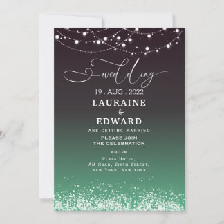 Carte Faire-part de mariage noir vert simple