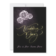 Carte Faire-part de mariage noire rose Roses