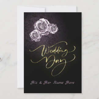 Carte Faire-part de mariage noire rose Roses
