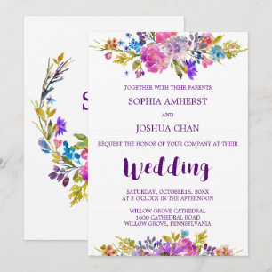 Carte Faire-part de mariage Plum avec Monogramme B