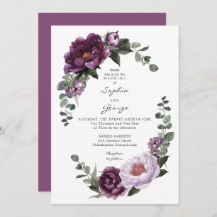 Carte Faire-part de mariage Plum Peonies